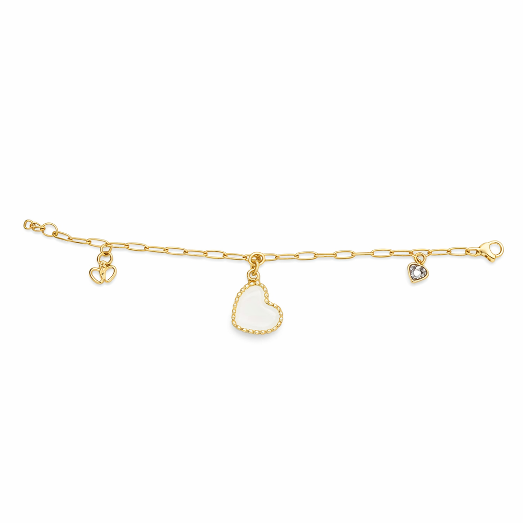 Amora Crystal Heart Charm Bracelet