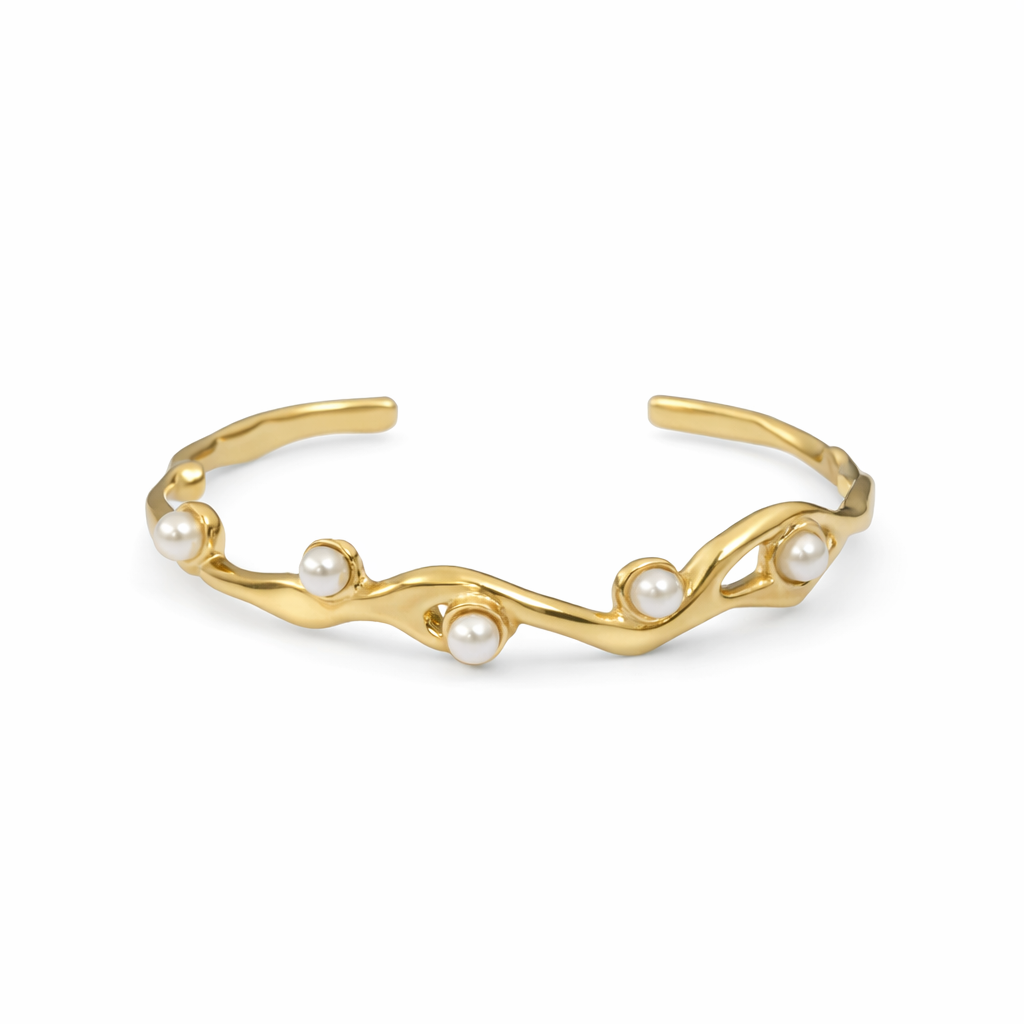 Aurelia Pearl Wave Cuff Bracelet