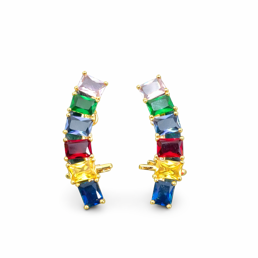 Aurora Prism Crystal Cuff Earrings