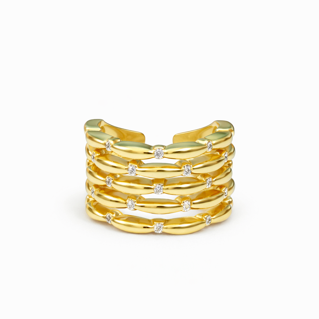Celestia Crystal Layered Cuff Ring
